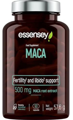 Essensey MACA Root Extract Capsules - 90 Capsules, Fertility & Potency Support, Vegan-Friendly Supplement