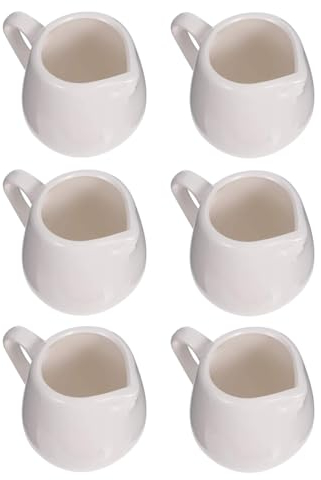LATRAT 6 Pezzi Mini Brocca per Latte in Ceramica Bianca Con Manico - Piccolo Creamer per Caffè, Tè, Crema, Salsa - 100 ml