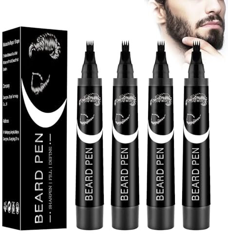 XdealCozyxc 4PCS Beard Pencil Filler for Men, Easy Waterproof Beard Pen (Black)