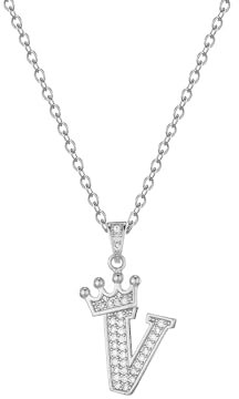 Hcvone Collier Femme Argent Lettres A-Z Pendentif Collier Bijoux Cadeau Idée Femme Cadeaux Anniversaire Noël (V)