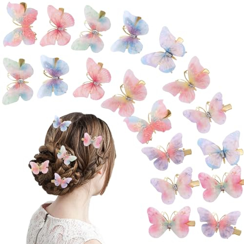 Schmetterling Haarspangen, 18 Stück Haarschmuck Schmetterling, 3D Schmetterlings Haarklammer, Schmetterlings Haarreif, Geschenke für Damen Mädchen