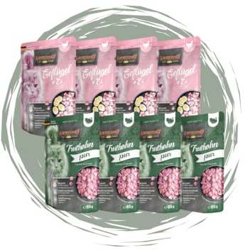 Leonardo Frischebeutel 8x85 g - Katzenfutter - Nassfutter - Multi Bundle - Sparpaket - Pouch - Verschiedene Sorten (4X Geflügel + Ei, 4X Truthahn pur)