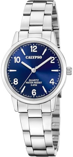 CALYPSO Reloj Mujer Analógico de Acero Inoxidable 316l Plateado - Movimiento de Cuarzo - Cristal Mineral de Alta Resistencia - Resistente al Agua 5 ATM K5859/3 - Basic