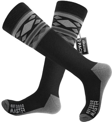 OutdoorMaster Ski Socken, Merino Wool Ski Socken für Herren & Damen, Thermal Winter Warme Snowboard Socken für kaltes Wetter