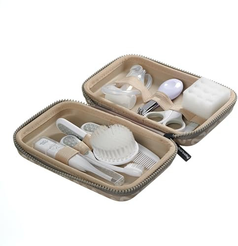 Vital Baby Protect Baby Care Kit, 10pcs Baby Healthcare Essentials with Wipe Clean Travel Case, Hair Care, Thermometer, Nail Care & Nasal Aspirator, EarthSmart Biodegradable, BPA-Free