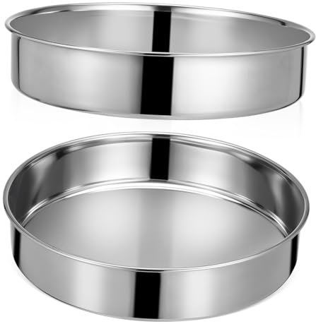 Cabilock Teglia Per Torta in Acciaio 24 Cm Set 2 Pezzi Fondo Piatto Per Cottura Uniforme, Resistente Alte Temperature, Adatta Per Dolci e Piatti Salati, Per Preparazione e Servizio Pasti