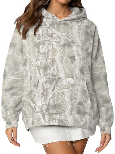 Anoumcy Oversized Light Camo Hoodie Womens Mens Fleece Pine Tree Camo Sweatshirt Camouflage Hoodies For Women Trendy Khaki Grey S