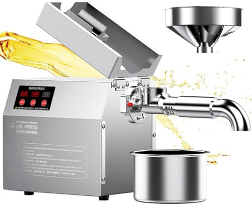 XUXIAO Automatic Oil Press Machine, Stainless Steel Grade High Oil Extraction Pressing Machine, Cold/Hot Nut Oil Ext-ractor, for Peanut Hemp Sesame Almond Flaxseed