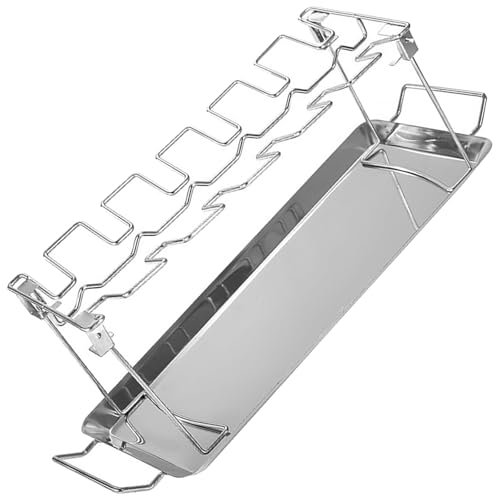 Limtula Practical Stainless Steel Ribs Rack For BBQ Grills And Smoker Holds Multiple Ribs Even Heat Distribution BBQ Tool Vertical Ribs Rack For Oven And Smoker