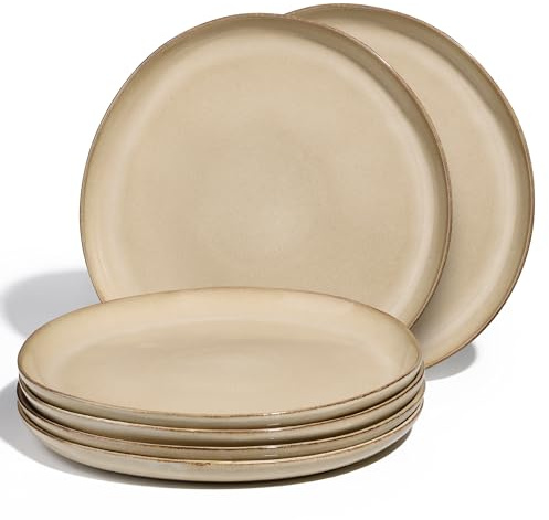 Onader Speiseteller 6er set, 26,5cm Teller Steingut, Reaktives Khaki