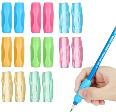 LACHT 16 Pezzi Gommini Impugnatura, Impugnatura Per Matita In Silicone, Strumento Di Scrittura Mancini Per Destrimani A Matita, Colorati Per Bambini.