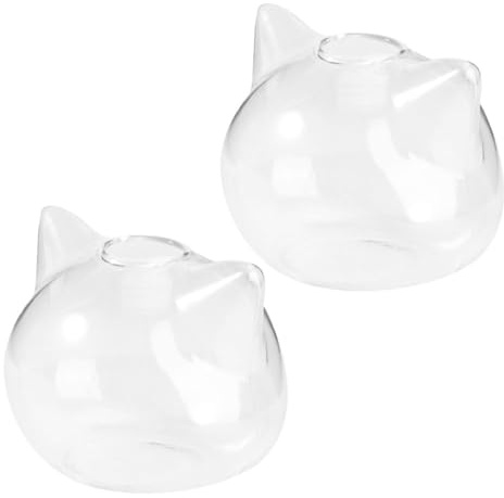LALAFINA Cat Shape Glass Planter Propagation Station Hydroponic Flower Vase Creative Glass Vase Home Office Decoration 2pcs Set