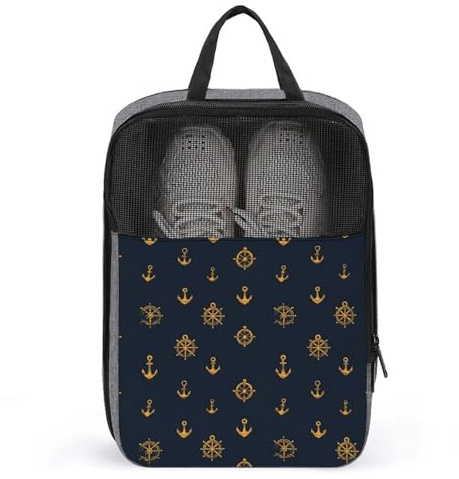 Bolsas de zapatos de golf para viajes, mujeres y hombres, bolsas de zapatos de viaje con estampado de ancla de rueda de barco para empacar en maleta, bolos, punta, baile, fútbol, tacos, organizador