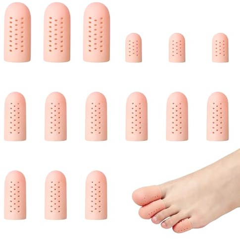 Protège Orteils Silicone Perforé 15 Pièces, Capuchons Orteils Souples Anti Frottement, Protection Ampoules et Cors au Pied, Embouts Orteils Lavables Réutilisables Homme Femme
