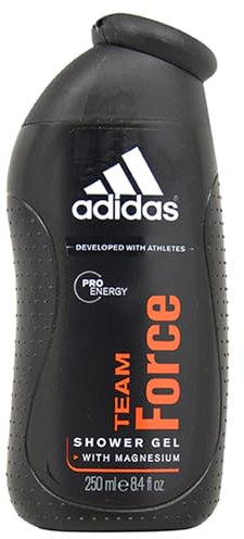 adidas Duschgel mit Duft 3 in 1 für Herren, Team Force – Energizing – Shampoo – Multi-Vorteile, 250 ml