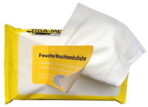 TIGA-MED Guanti da lavaggio umidi, confezione da 8 pezzi, impregnati con aloe vera, guanti monouso