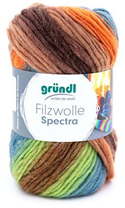 Gründl Filzwolle Spectra, 1 Knäuel á 100 g, Amazonas Multicolor | OEKO-TEX zertifiziert, 100% Schurwolle zum Filzen, 100 m