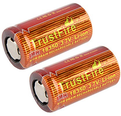 TrustFire IMR 18350 Batterie Li-Ion 3,7 V | Flat Top | 900 mAh | 10 A High Drain (2 batterie)