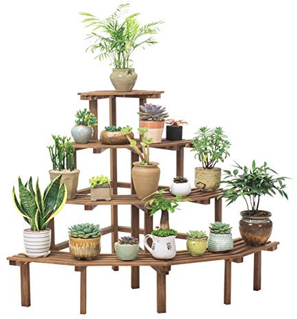 Massivholz mehrschichtige Blumenständer, Ecke trapezPflanzenRahmen Wohnzimmer Balkon Außenmultifunktions Topf Rack