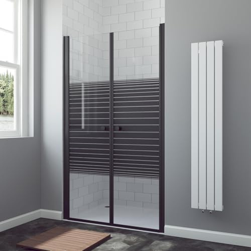 AQUABATOS Duschtür Pendeltür schwarz 90 x 195 cm Nischentür Dusche Rahmenlos Duschkabine Schwingtür Doppelflügel Duschabtrennung Duschwand Glas aus 6 mm ESG Sicherheitsglas mit NANO Beschichtung