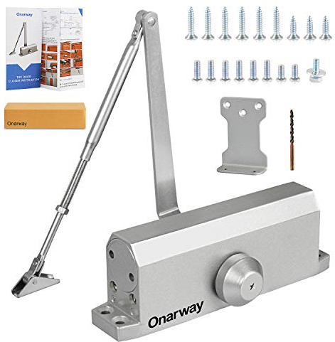 Onarway Door Closer Adjustable Automatic Size 4 Spring Hydraulic for Home & Commercial Use with Fitting Template, for Middle-Weight Door, Regular, Top Jamb or Parallel Installation