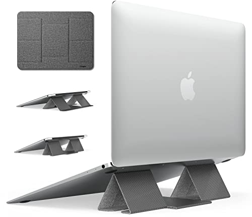 Ringke Folding Stand 2, Laptop Stand, Foldable Portable Adjustable Height Ergonomia Universal Notebook PC Holder, Riser for Dell, HP, Lenovo, Macbook 10~17 - Grey