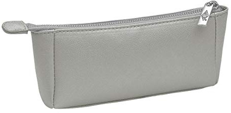 WEDO 24265554 Schulmäppchen die CLUTCH, 3 Fächer, 4 Schlaufen für Stifte, pflegeleicht, silbergrau