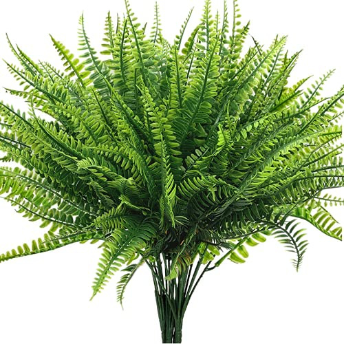 LOVENIMEN - Arbusti artificiali, piante in plastica, foglie di felce, erba, cespugli falsi, esterni, interni, verde, casa, giardino, veranda, centrotavola, decorazione fai da te, 4 pezzi