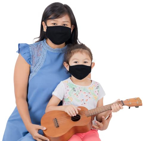 LOFBAZ - Rivestimento in tessuto di cotone con tasca filtrante, lavabile e riutilizzabile, confezione da 3, per bambini piccoli da 4 a 8 anni, colore: Nero