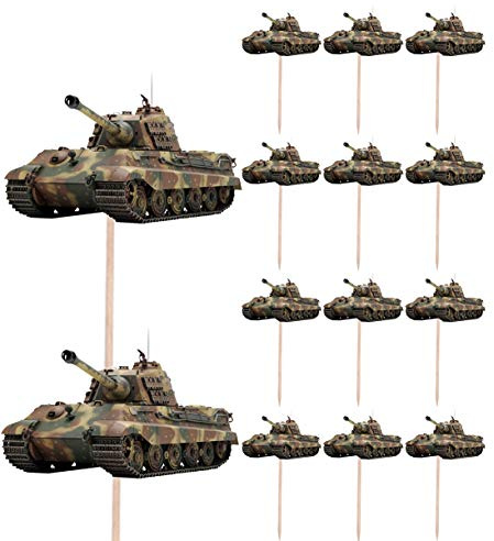 AK Giftshop Cupcake-Aufsätze, Motiv: Armee-Panzer, für Geburtstagsparty, Essen, Cupcakes, Dekorationen (14 Stück)
