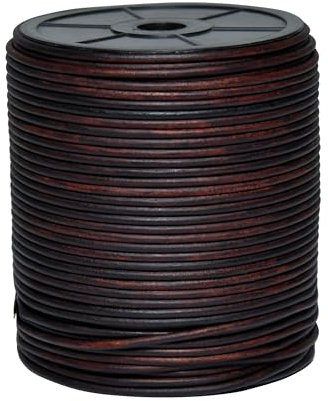 Cords Essentials Round Genuine Leather String Cord, Rope for Jewelry Making, Necklaces, Bracelets, Kumihimo Braiding, Wraps, Crafts and Hobby Projects (Distressed Light Brown, 3.0 MM)