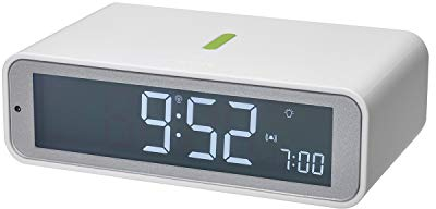 SELVA TFA Funkwecker Twist, mit Alarm-Aktivierung durch 180 Grad Drehung, Displaybeleuchtung, sanftem Nachtlicht, Lichtsensor und Snooze-Funktion (Weiß)