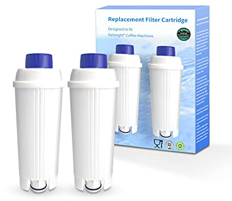 Coffee Water Filter Replacement for DeLonghi Filter DLSC002, Coffee Machine Filter Compatible with ECAM, Esam, ETAM, BCO, EC Series (Pack of 2)