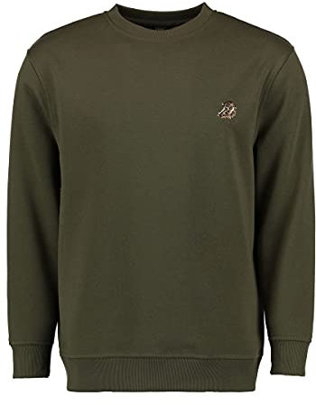 OS Trachten Herren Sweatshirt Pullover Jagdsweatshirt mit Rundhalsausschnitt Memvu, Größe:XS, Farbe:Oliv