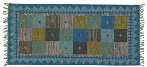 RUG PRINCE Kelim Bakhtiar - Alfombra tejida a mano, 160 x 230 cm, color azul