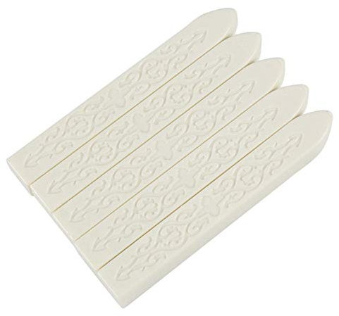 Siegellackstempel, Siegellackstift mit Streifen, Schmelzwachsstift für Hochzeits- und Partyeinladungen 5 Stück/Set(Weiß)