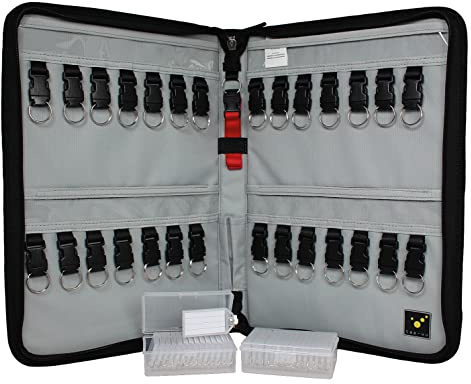 tee-uu KEYSAFE XL - Plus Set | Schlüsselmappe | 28 Schlüssel-Halter | abnehmbare Schlüssel-Clips | Beschriftungsfelder mit Druckvorlage | Lanyard | Reißverschluss mit Öse zum Plombieren