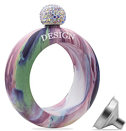 TopTie Costumbre Pulsera con Petaca de Whisky para Mujer, 100 ml/3,5 Oz, Botella de Vino Portátil Oculta con Tapa de Diamantes de Imitación, Accesorio de Moda para Combinar con Atuendos