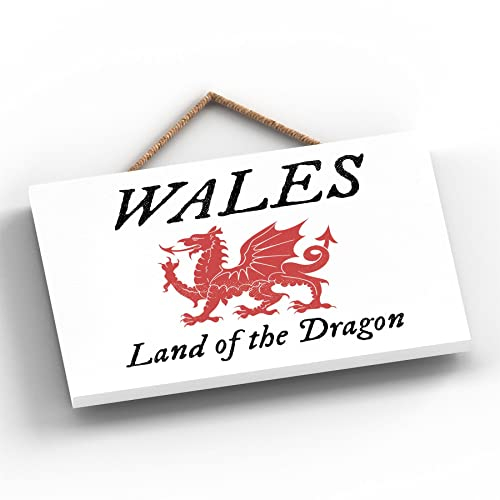 Global Designs Wales Land Of The Dragon Wlesh Sign Decorative Hanging Wooden Plaque