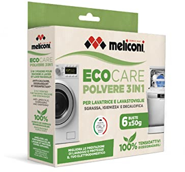 EcoCare 3 in 1 - Entfettung, Entkalkung, Hygienegeeignet für Spülmaschinen und Waschmaschinen - Tenside 100% biologisch abbaubar - 6 Beutel à 50 g
