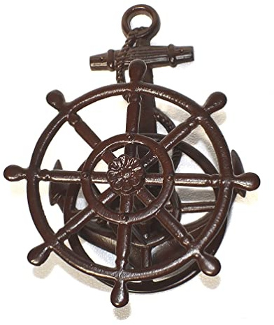 Graf von Gerlitzen Schlauchhalter Wasserschlauch Halter Rolle Aufhängung Gußeisen Anker Maritim Steuerrad TH-15RU