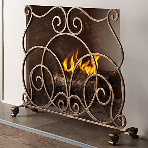 MOHTA Parascintille per Camino Copri Schermo per Camino in Oro Antico - Bruciatori a Legna Protezione Camino Decorativo per Impieghi Gravosi, Arredamento Parafuoco per Soggiorno Casa Apertment