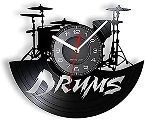 Horloge Murale Batterie électrique Bande oeuvre Vintage Horloge Murale Musique Performance décor Batterie Ensemble Montre Rock and Roll Montre Batteur Cadeau
