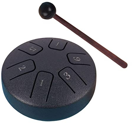 Oshhni Tambour de langue en acier Mini tambour à main jouets éducatifs faits à la main 3,8 pouces avec baguettes tambour à main pour concert éducation, bleu marine