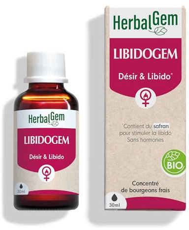 HerbalGem Libidogem Bio Complexe Désir Féminin 30 ml | Safran, ginkgo et passiflore pour soutenir la vitalité et l'épanouissement intime. Sans hormones.