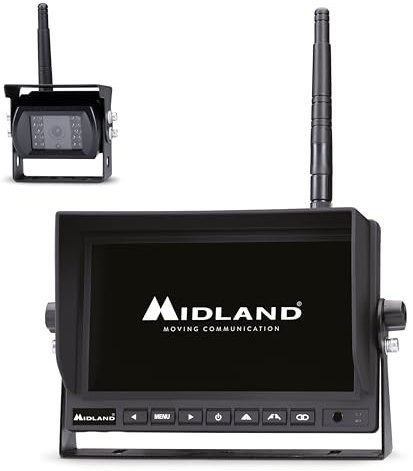 ​Midland Truck Guardian Pro – Funkkamera-System für LKW mit 7 Monitor, 1080p, Nachtsicht, integriertes Mikrofon, unterstützt bis zu 4 Kameras, schwarz, C1512