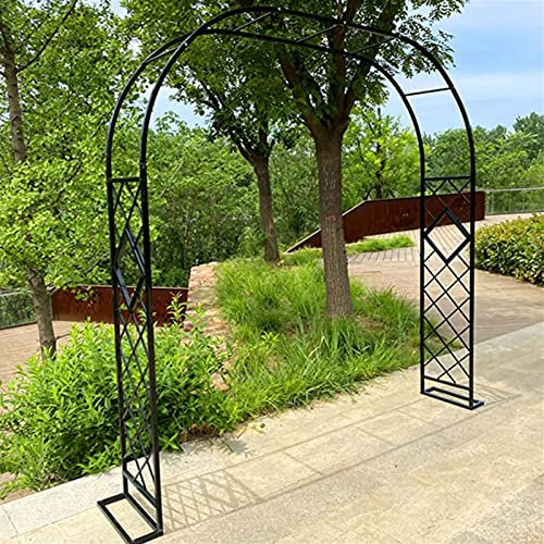 Arche Jardin en Métal,Arche Jardin Fer Forgé,Arche en Métal Porte Pergola Arche de Mariage avec Base,pour Plantes Grimpantes,Les Anniversaires,Mariages et soirées romantiques,Black-140x230cm/4.5x7.5ft
