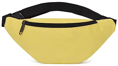 Hixingo Stylisch Bauchtasche für Damen und Herren, Hüfttasche Verstellbare Sport Groß Gürteltasche mit Reißverschluss für Outdoor Laufen Wandern Radfahren Gehen (30x13x13cm,Gelb)
