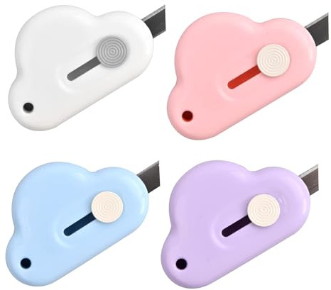 4 Piezas Mini Cutter, Cutter Pequeño Mini Cuters Pequeños, Papelería Aesthetic, Cuchillo en forma de nube, Hermosa y exquisita papelería pequeña