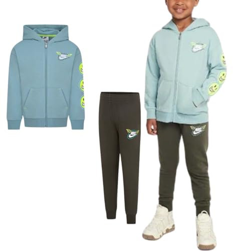 NIKE -Set Composto da Felpa E Pantalone -Felpa con Cappuccio E Zip -Felpa con Logo Pantalone con GIROVITA Elastico -Pantalone con ORLI A Coste -Regular Fit Verde Verde Acqua/Verde Militare F84 5